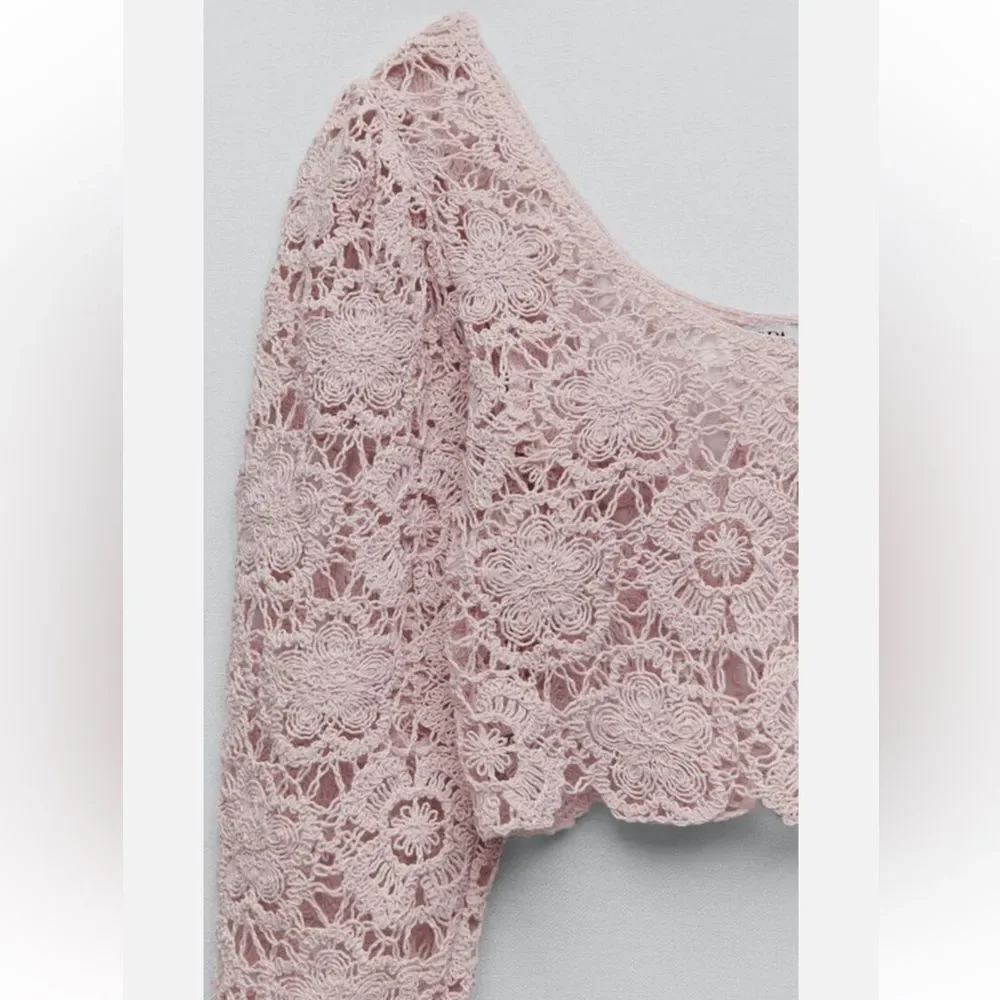 Zara full sleeves crochet knit crop top